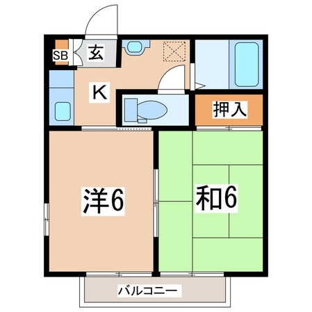 郡山富田駅 徒歩2分 1階の物件間取画像